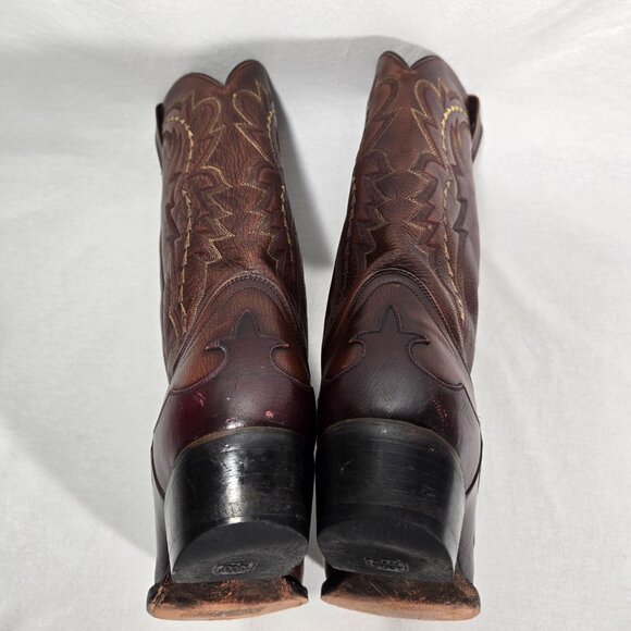 Vintage 1977 DAN POST Brown Leather Vegas Cut COWBOY Wingtip Boots Men Size 11D. - Picture 12 of 17